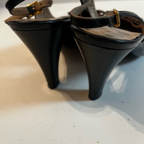 Bruno Magli Black Leather Heels Bow Tie 3” Heels Size 7.5 AAA Women - Picture 6 of 9